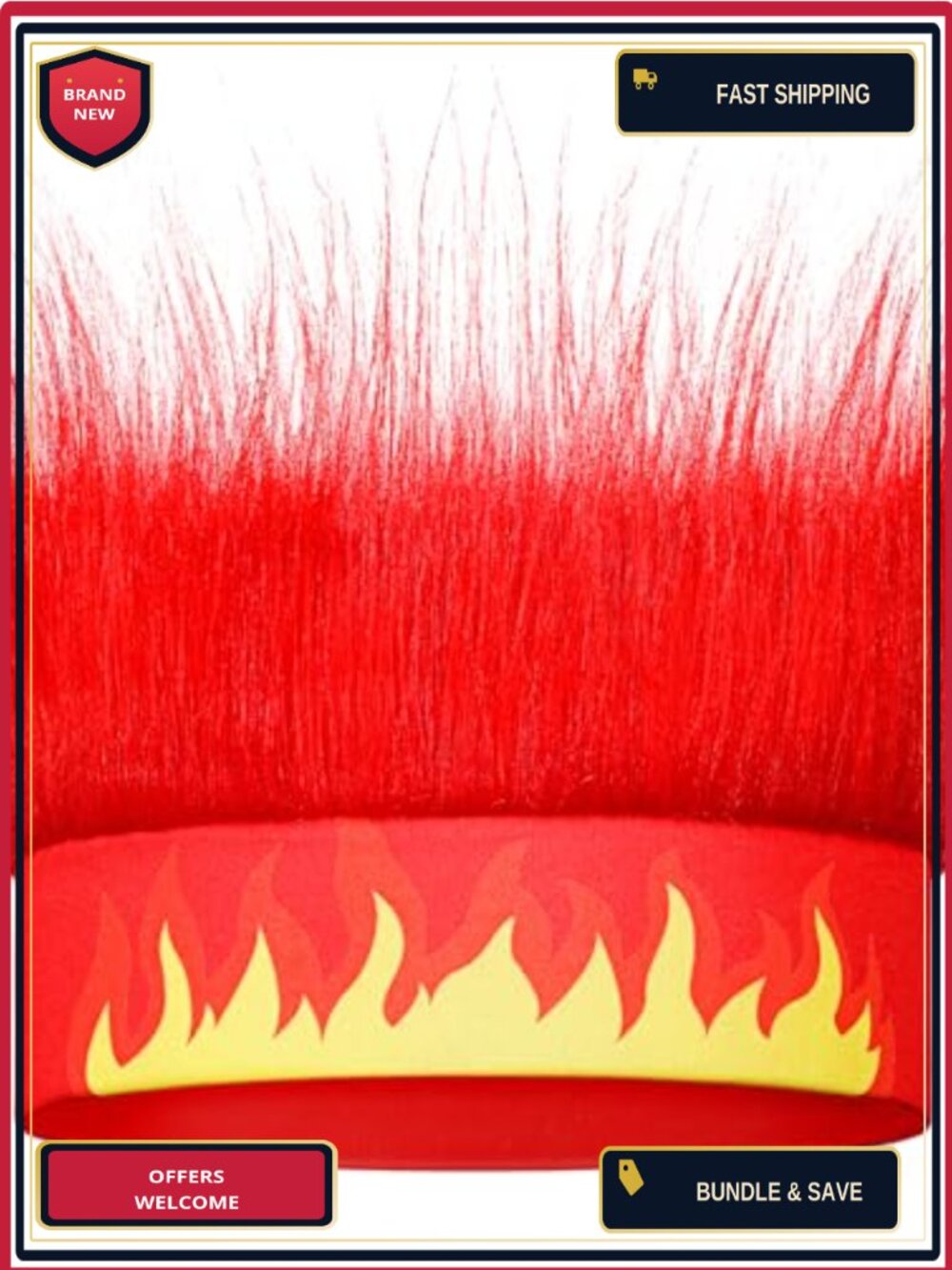 Hairy Headband Wig Crazy Flame Print Cosplay Party Costume Accessory